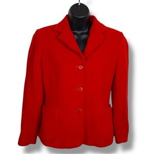 Vintage 4 Petite Sophisticate Red Wool Cashmere Blend Blazer Jacket Academia